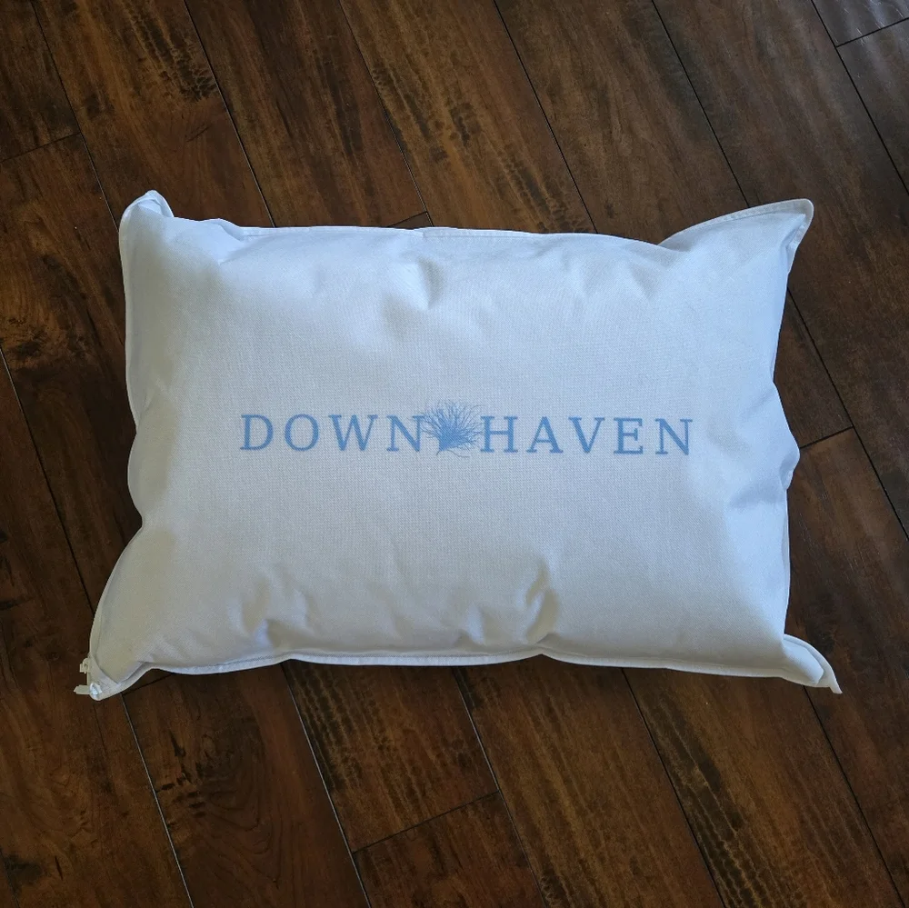 DownHaven Luxury White Down Filled Pillow Washable Standard/Queen 20 x 28 Inch